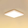Modern Minimalist Solid Wood Acrylic Square Rectangle LED Flush Mount Ceiling Light for Living Room BulbSquare