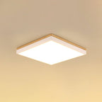 Modern Minimalist Solid Wood Acrylic Square Rectangle LED Flush Mount Ceiling Light for Living Room BulbSquare