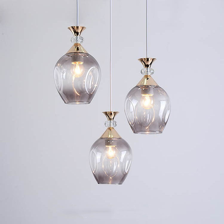 Contemporary Nordic Gradient Glass Metal Orb 1/3 Light Island Light Chandelier for Living Room