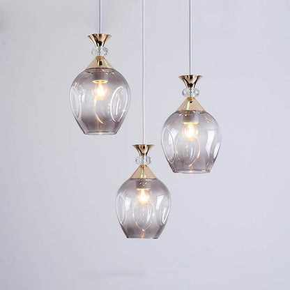 Contemporary Nordic Gradient Glass Metal Orb 1/3 Light Island Light Chandelier for Living Room