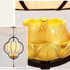 Traditional Chinese Luxury Wrought Iron Fabric 1-Light Pendant Light For Living Room Lumendat