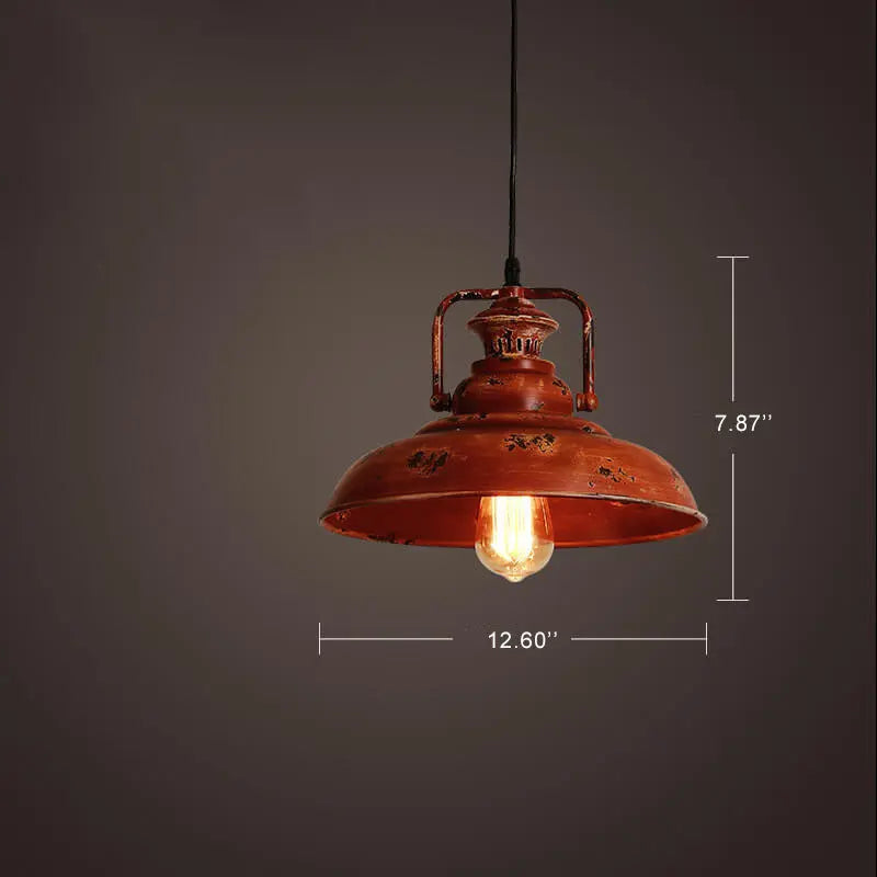 Retro Red Rust 1-light Dome Pendant Light Lumendat