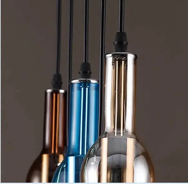 Retro Colorful Wine Bottle 5-light Chandeliers Lumendat