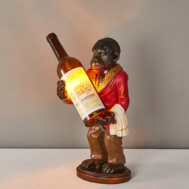 Retro Creative Monkey Resin Wine Bottle 1-Light Decoration Table Lamp Lumendat