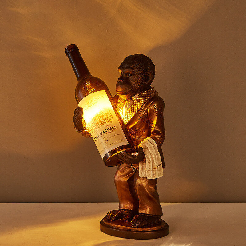 Retro Creative Monkey Resin Wine Bottle 1-Light Decoration Table Lamp Lumendat