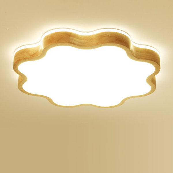 Nordic Flower Shape Wooden LED Flush Mount Ceiling Light Lumendat
