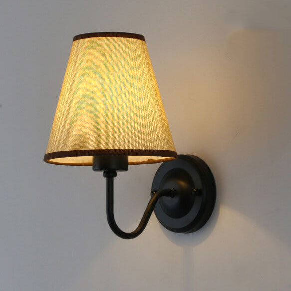 Modern Fabric Bell Shade Bend Arm 1-Light Wall Sconce Lamp Lumendat