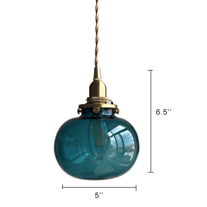 Retro Glass 1-light Single Pumpkin Pendant Light BulbSquare