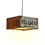 Industrial License Plate Metal Chandelier – 3 or 5 Lights for Living Room Lumendat