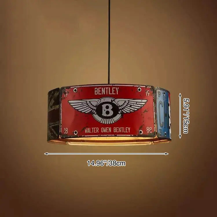 Industrial License Plate Metal Chandelier – 3 or 5 Lights for Living Room Lumendat