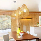Vintage Rattan Weaving 1-light Conch Pendant Light BulbSquare