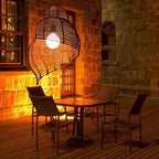 Vintage Rattan Weaving 1-light Conch Pendant Light BulbSquare