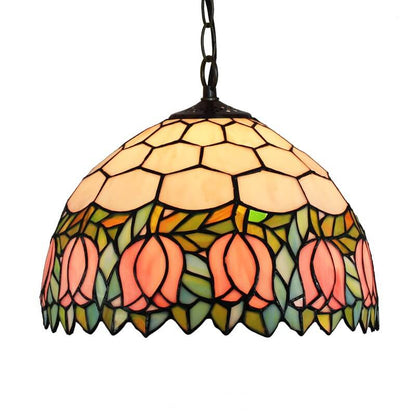 Tiffany Tulip Stained Glass 1-light Pendant Light