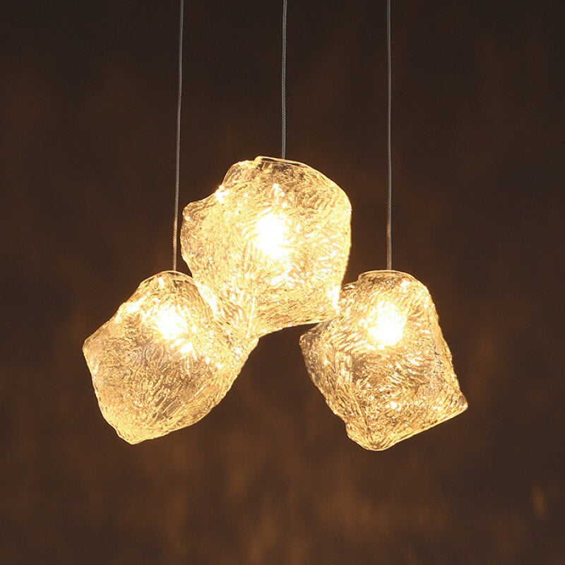 Nordic Creative Ice Cube Glass 1-light Pendant Light BulbSquare