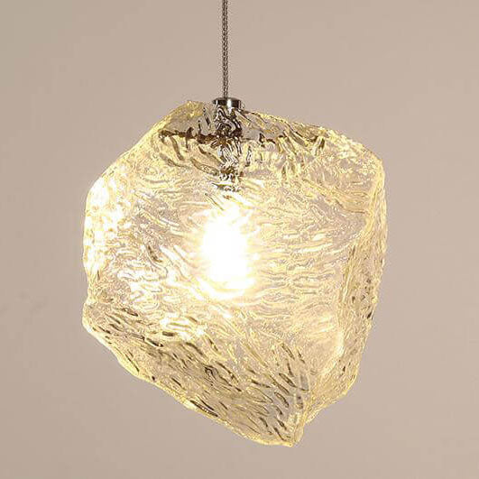 Nordic Creative Ice Cube Glass 1-light Pendant Light BulbSquare