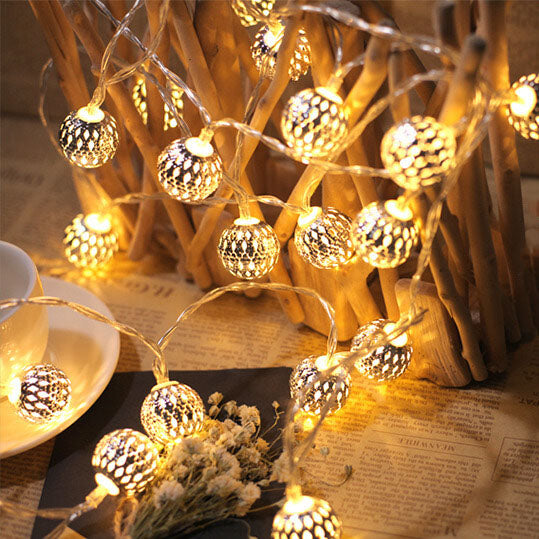 Solar String Lights Moroccan Ball Colorful LED Christmas Lights Iron Orbs Decoration Outdoor String Lights Lumendat