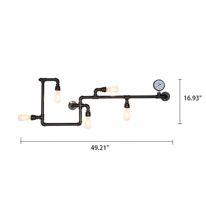 Industrial Maze Pipe 5-Light Wall Sconce Lamp