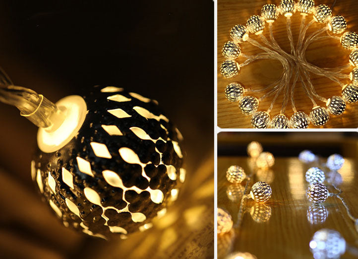 Solar String Lights Moroccan Ball Colorful LED Christmas Lights Iron Orbs Decoration Outdoor String Lights Lumendat