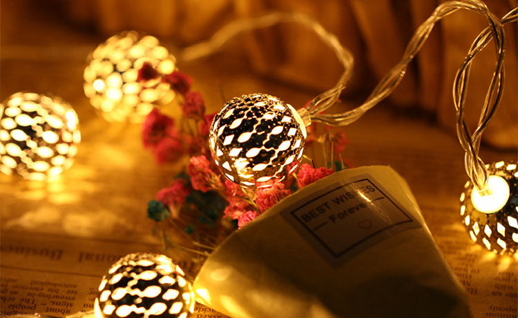 Solar String Lights Moroccan Ball Colorful LED Christmas Lights Iron Orbs Decoration Outdoor String Lights Lumendat