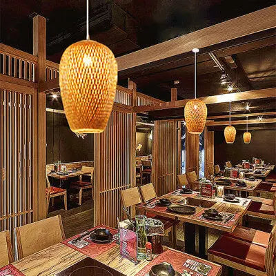 Rustic Style Bamboo Weaving 1-light Pendant Light Lumendat