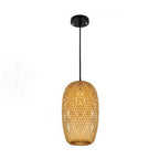 Traditional Vintage Bamboo Metal Weaving Round 1-Light Pendant Light for Living Room Lumendat