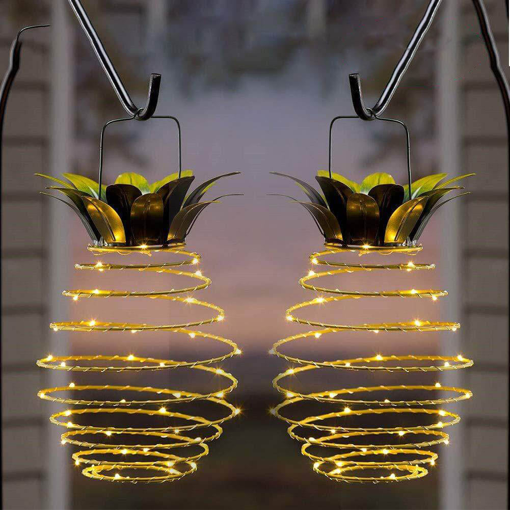 Solar Pineapple Iron Lantern LED Copper Wire Outdoor Waterproof Garden Decorative Hanging Lights Lumendat