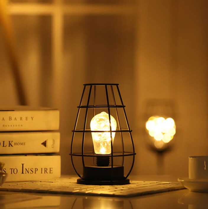 Retro Wrought Iron Wine Bottle Night Light Table Lamp Lumendat
