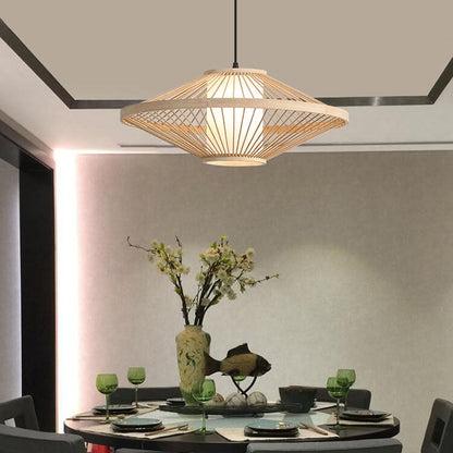 Modern Chinese Style Bamboo Weaving Lantern 1-Light Pendant Light