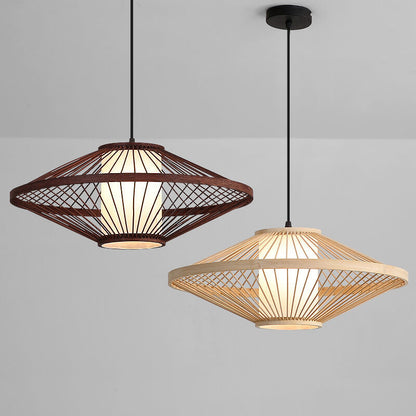 Modern Chinese Style Bamboo Weaving Lantern 1-Light Pendant Light