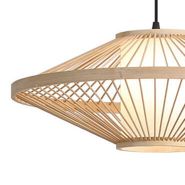 Modern Chinese Style Bamboo Weaving Lantern 1-Light Pendant Light