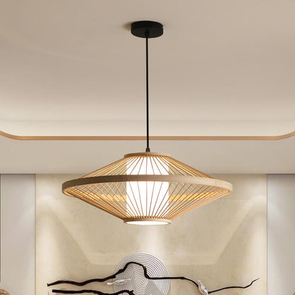 Modern Chinese Style Bamboo Weaving Lantern 1-Light Pendant Light