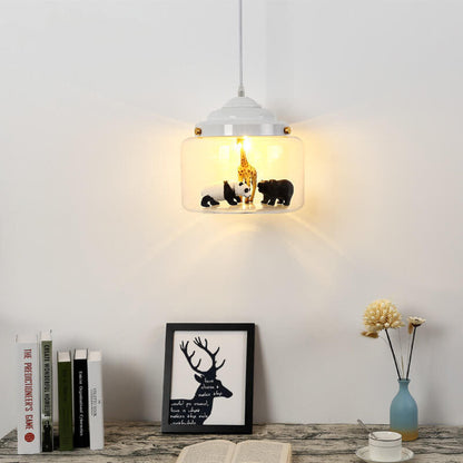 Cartoon Animal Glass 1-light Little Zoo Pendant Lights