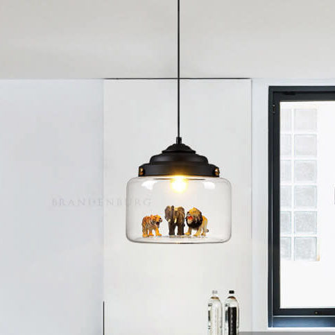 Cartoon Animal Glass 1-light Little Zoo Pendant Lights