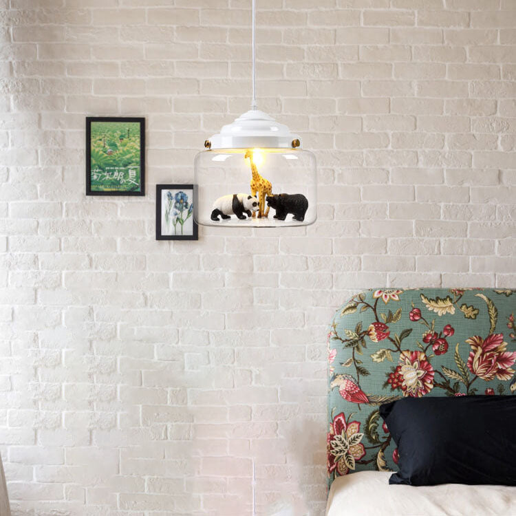 Cartoon Animal Glass 1-light Little Zoo Pendant Lights
