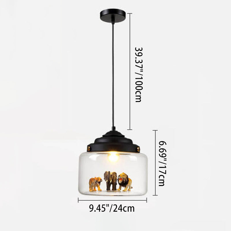 Cartoon Animal Glass 1-light Little Zoo Pendant Lights
