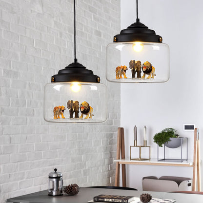 Cartoon Animal Glass 1-light Little Zoo Pendant Lights