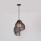 Vintage Rattan Weaving 1-light Conch Pendant Light BulbSquare