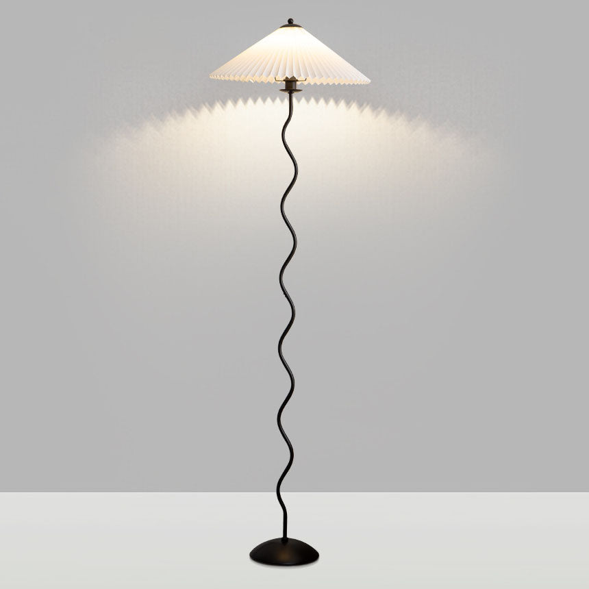 Vintage Fabric Pleated Shade 1-Light Standing Floor Lamp Lumendat