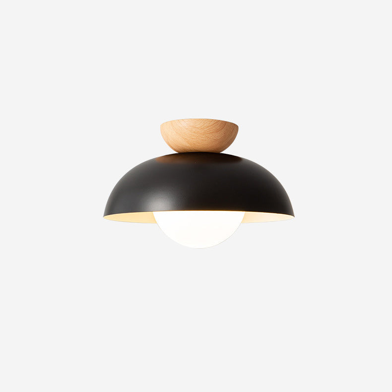 Modern Minimalist Round Iron Glass 1-Light Semi-Flush Mount Ceiling Light For Living Room Lumendat