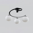 Modern Minimalist Curved Line Oval Iron Glass 3/5 Light Semi-Flush Mount Ceiling Light For Living Room