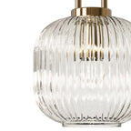 Contemporary Nordic Round Oval Pumpkin Stainless Steel Striped Glass 1-light Pendant Light for Living Room BulbSquare