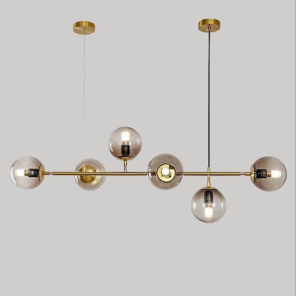 Modern Minimalist Long Glass Round Globe Island Light 6-light Chandelier BulbSquare