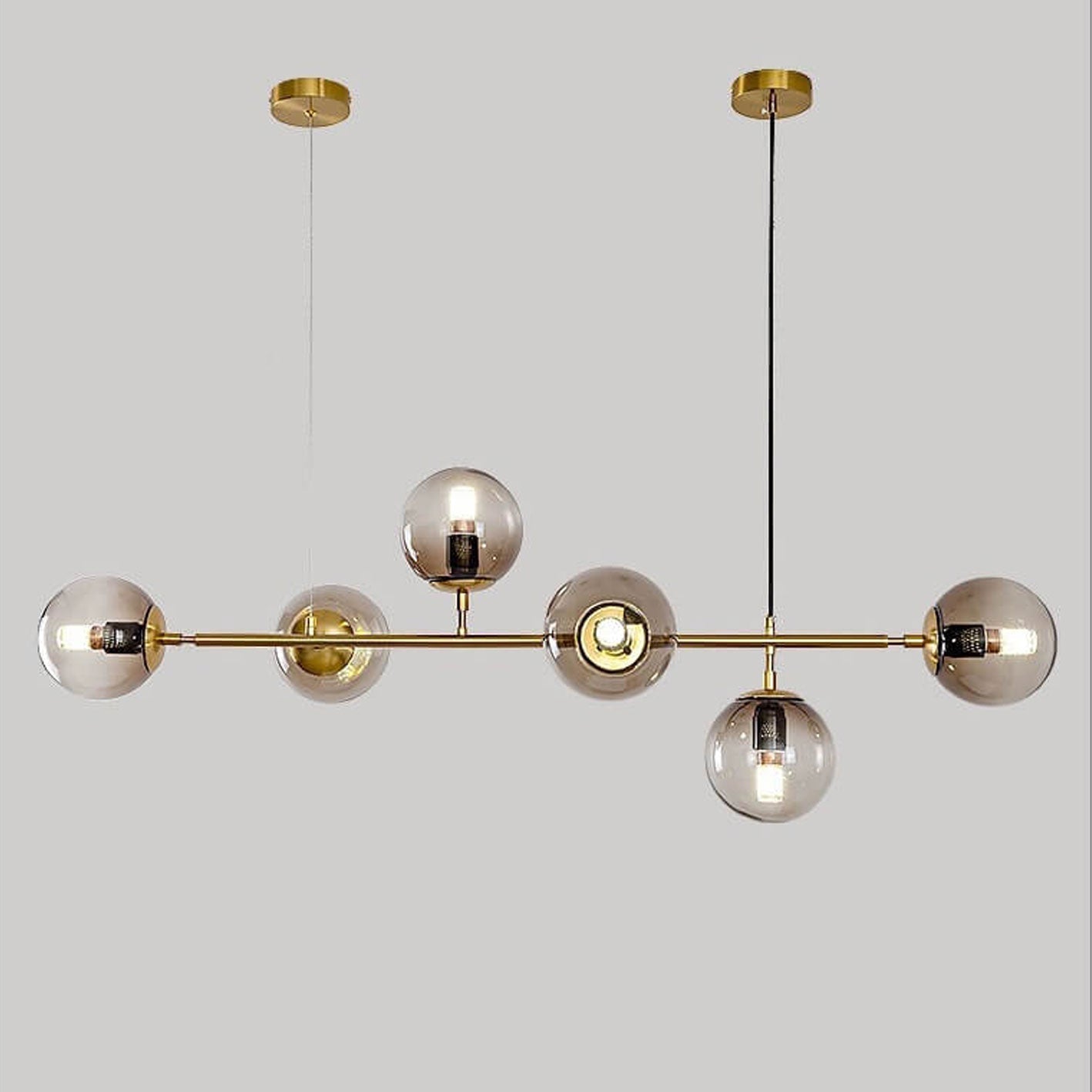 Modern Minimalist Long Glass Round Globe Island Light 6-light Chandelier