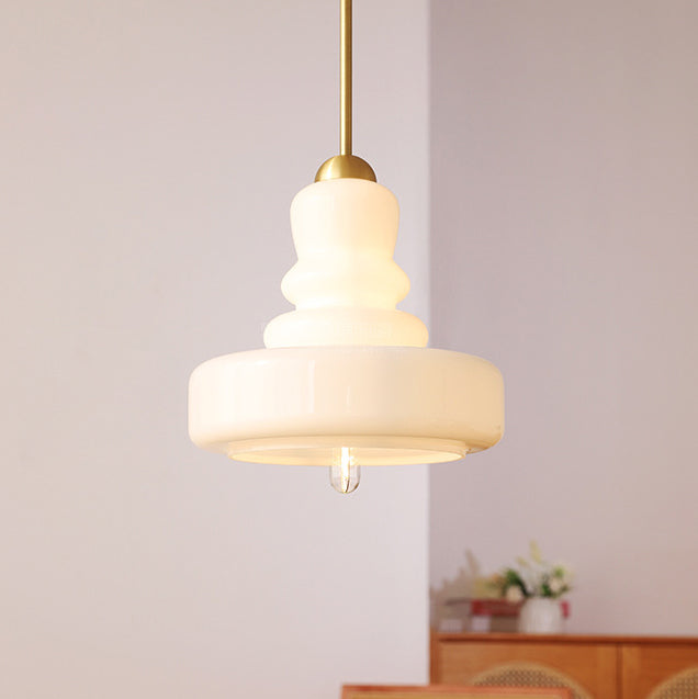 Modern Colorful Glass Gourd Shade 1-light Pendant Light BulbSquare