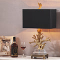 Modern Art Deco Linen Resin Crystal Coral Base 1-Light Table Lamp For Bedroom Lumendat