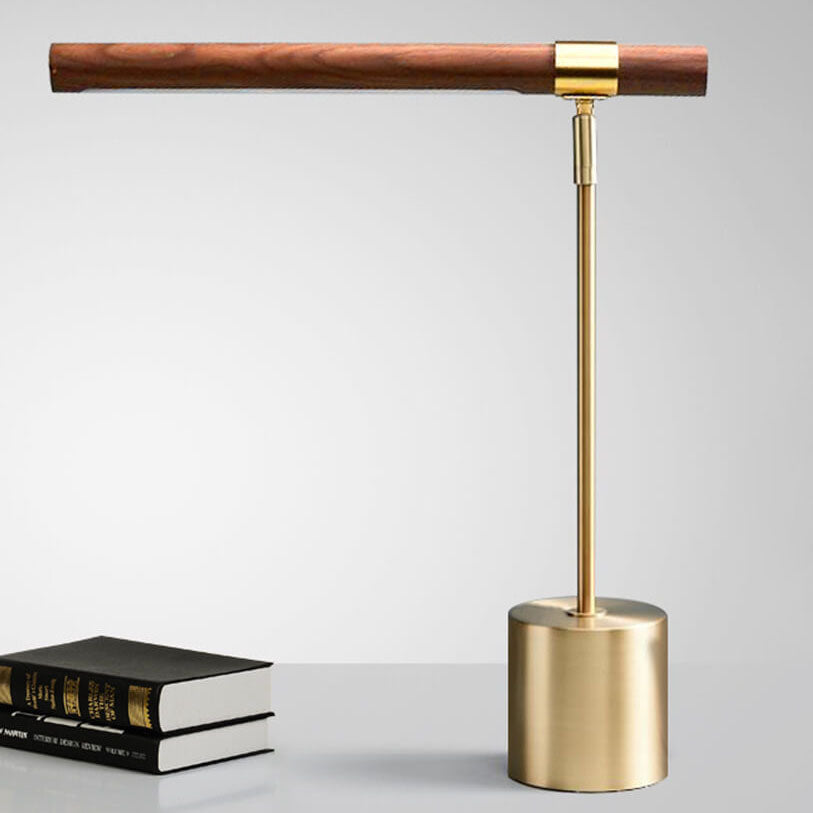 Nordic Minimalist Wood Grain Cylindrical Strip Hardware Base LED Table Lamp Lumendat