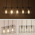 Industrial Vintage Geometric Frame Iron 3/5 Light Island Light Chandelier BulbSquare