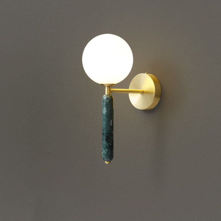 Nordic Ball Shade Marble Straight Arm 1-Light Wall Sconce Lamp Lumendat