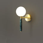 Nordic Ball Shade Marble Straight Arm 1-Light Wall Sconce Lamp Lumendat