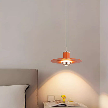 Modern Minimalist Cylinder Flying Saucer Metal LED Pendant Light for Living Room